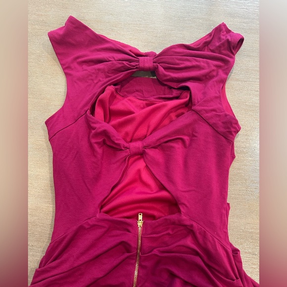Betsey Johnson Backless Dress in Vibrant Magenta size 6 cotton stretch - Picture 7 of 7